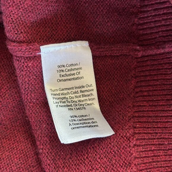 Vineyard Vines Sweater Mens XL Cotton Cashmere Blend 1/4 Zip Maroon Red Pullover - Picture 5 of 7